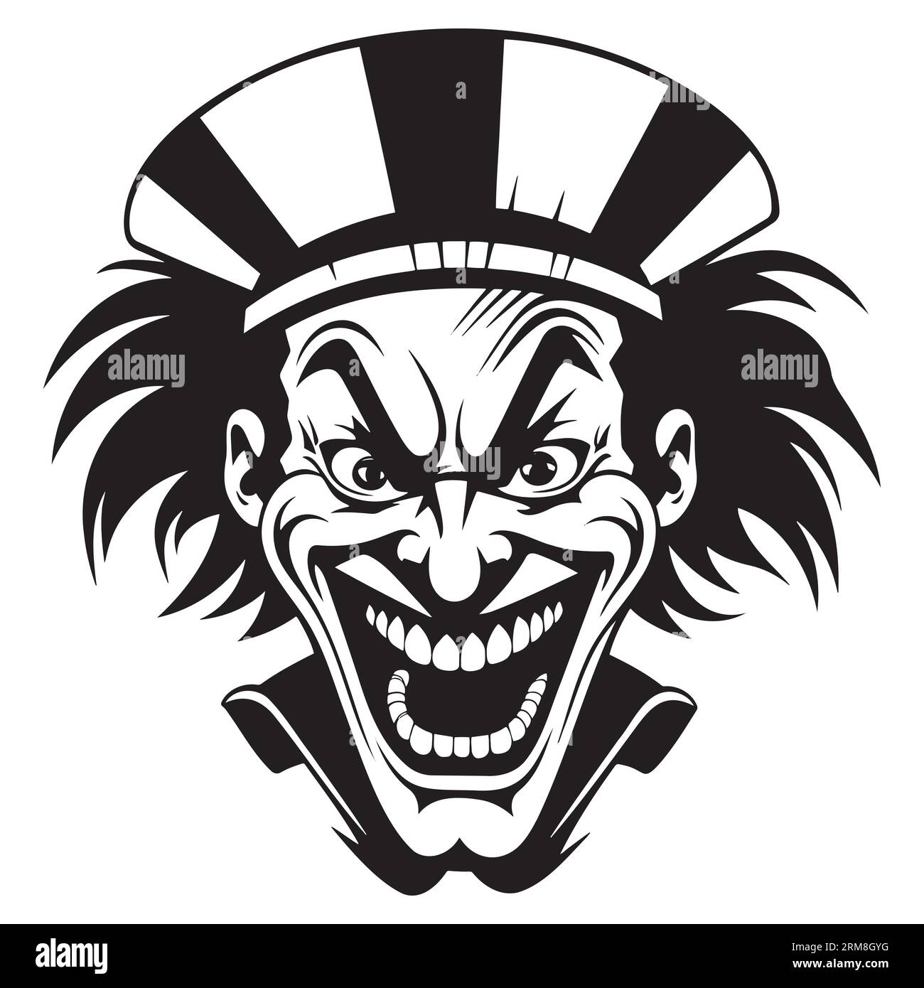 Icon Evil clown. Black and white. Vector illustration Stock Vector