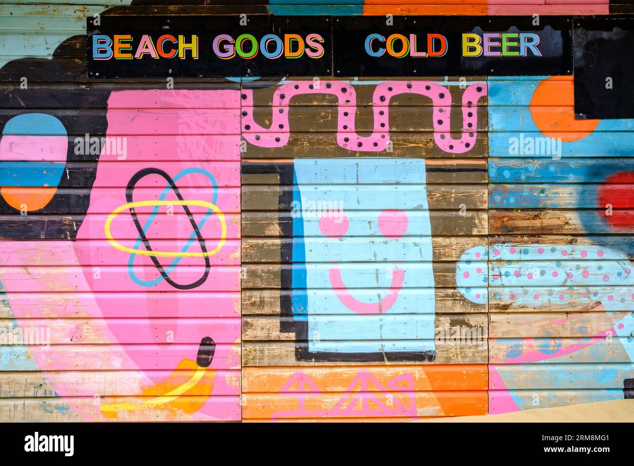 Beach Goods Cold Beer - Beach Bar/Shop on the Beach at Margate, Kent, UK Stock Photo