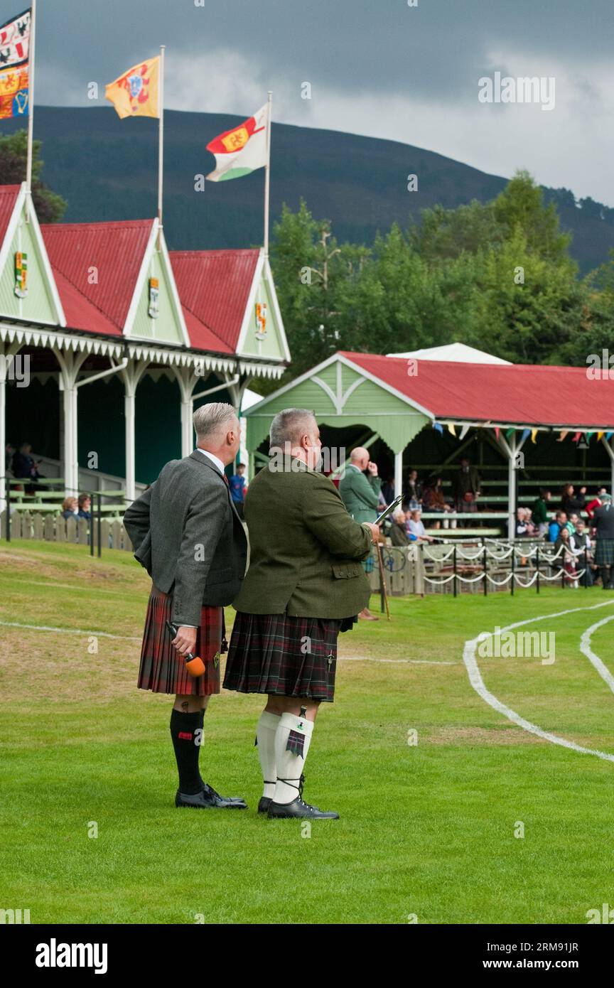 Judges at Braemar Gathering, Highland Games, Aberdeenshire Stock Photo