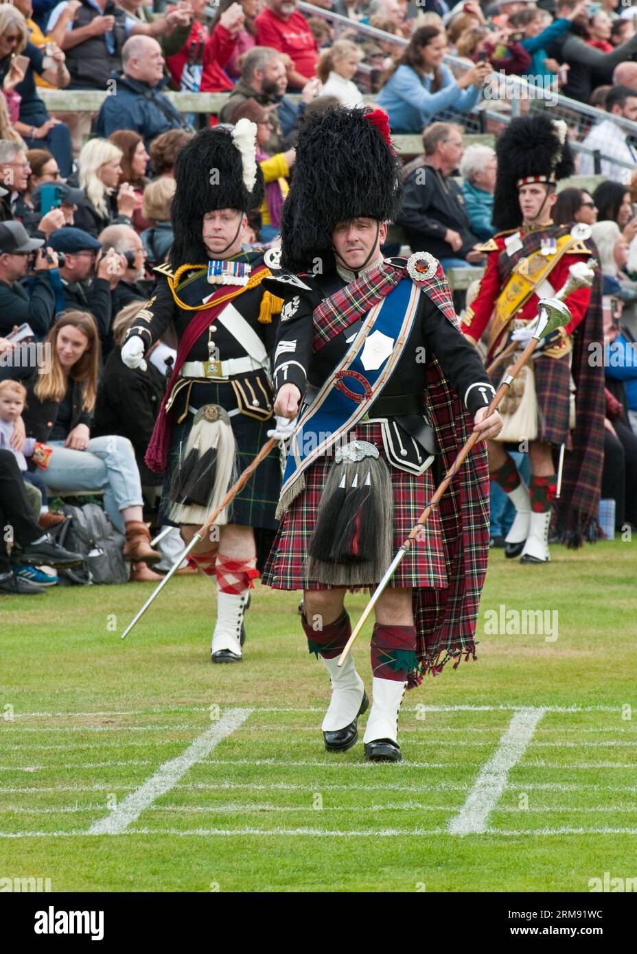 Scottish Massed Pipe Bands marching and playing at the 