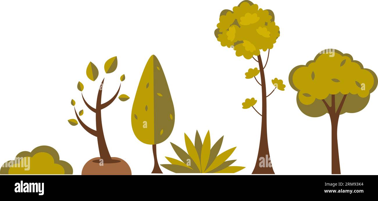 Tree Shrub Vector Set of trees and shrubs on a transparent background. Vector ...