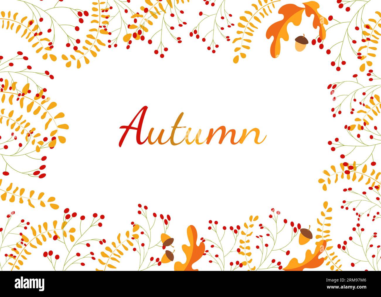 Autumn background from leaves, acorns and berries. For your design ...
