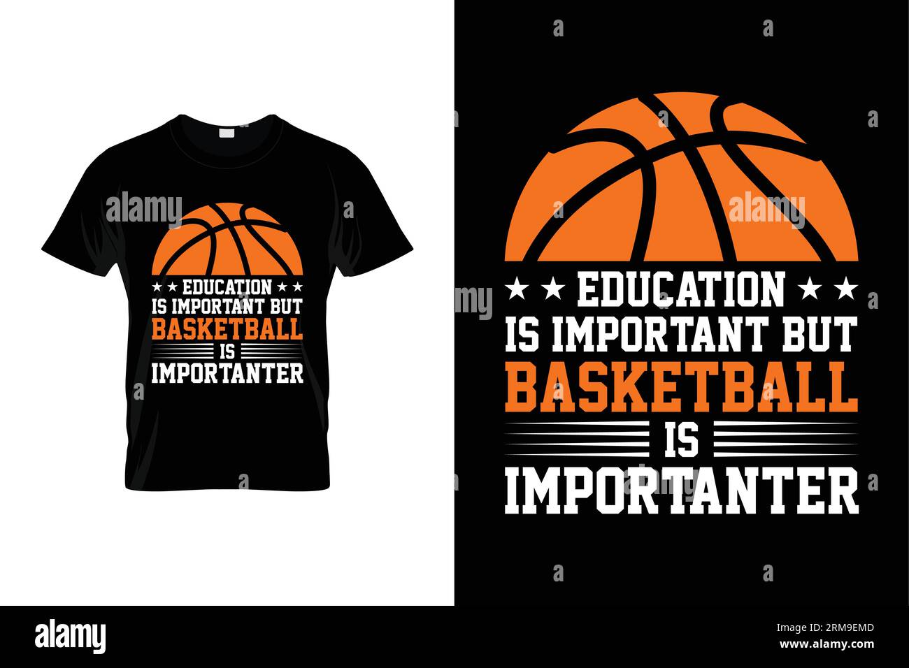 Education Is Important But Basketball Is Importanter Funny Basketball T-shirt Stock Vector