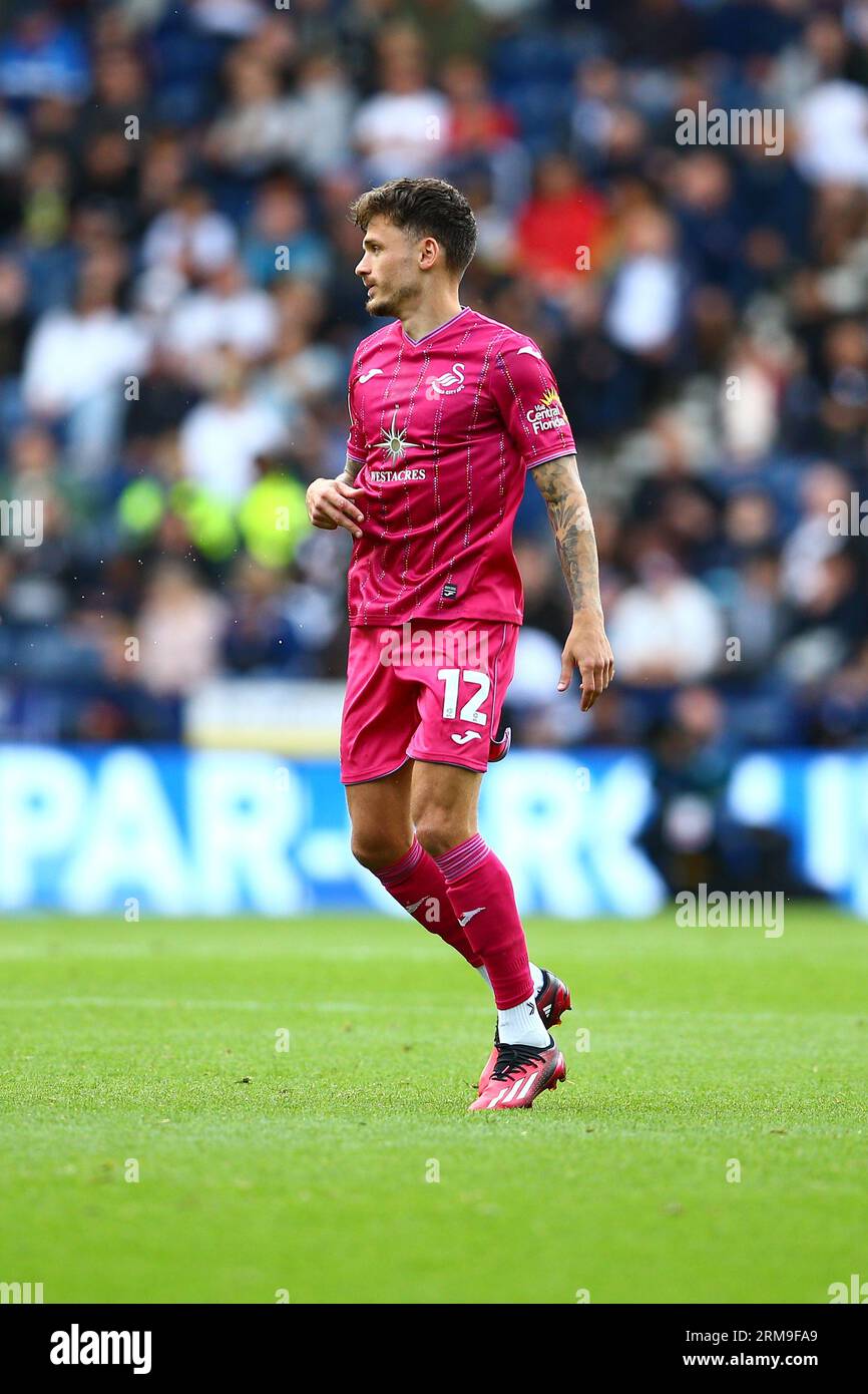 Deepdale Stadium, Preston, England - 26th August 2023 Jamie Paterson (12) of Swansea City - during the game Preston NE v Swansea City, EFL Championship, 2023/24, Deepdale Stadium, Preston, England - 26th August 2023  Credit: Arthur Haigh/WhiteRosePhotos/Alamy Live News Stock Photo