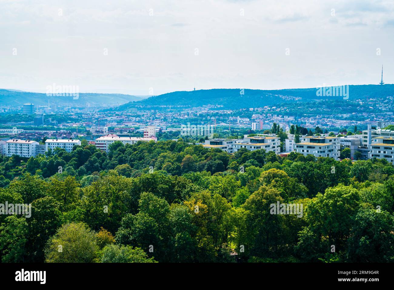 Germany, Stuttgart killesberg city aerial panorama view above houses ...