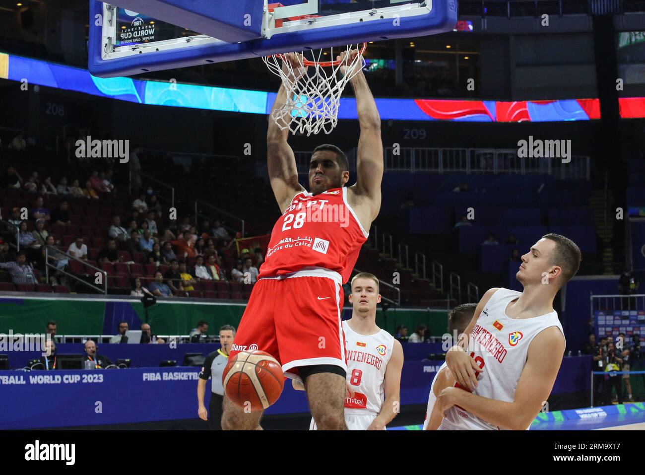 Pasay, Philippines. 27th Aug, 2023. Khaled Abdelgawad of the Egypt basketball team dunks during