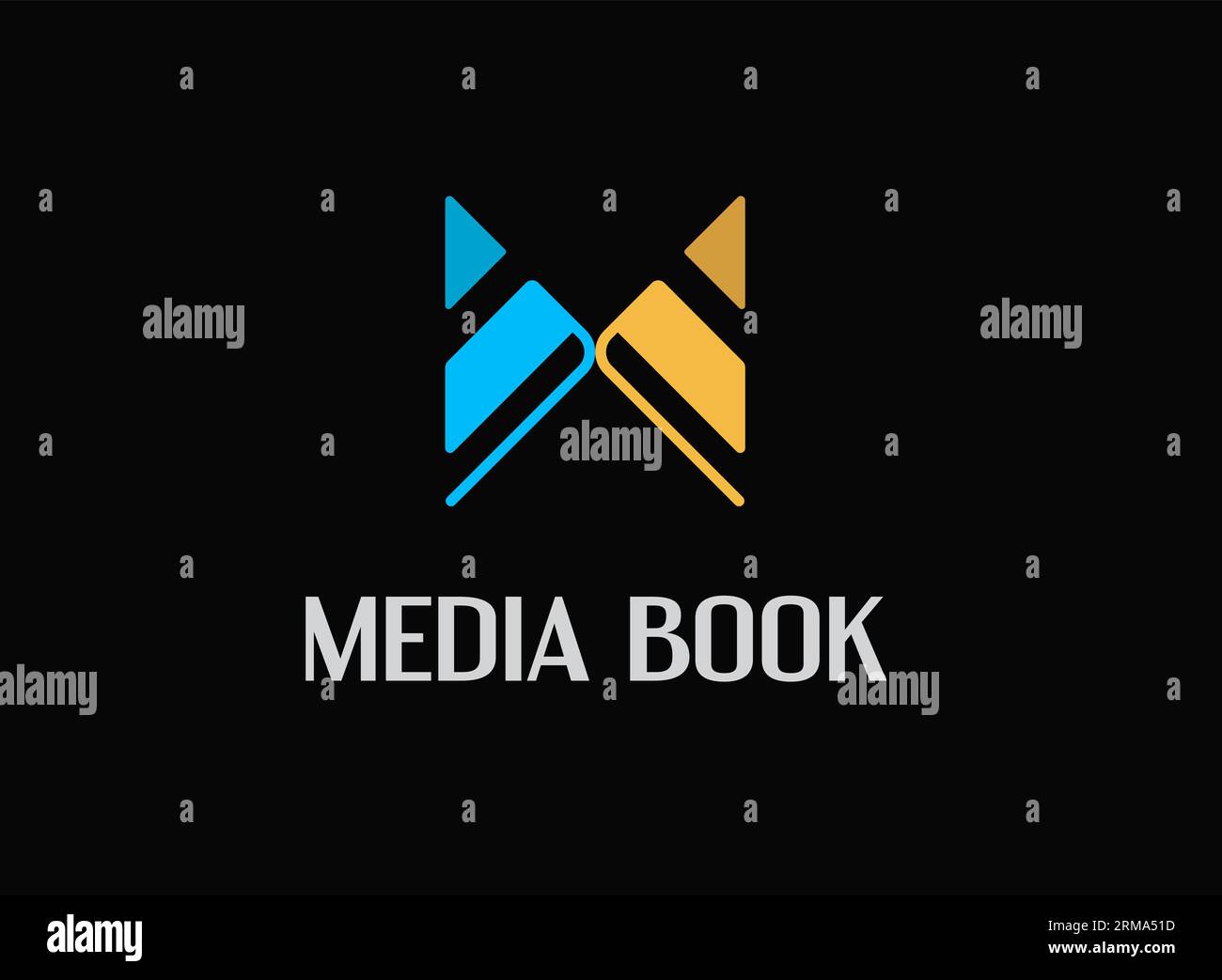 M Letter mark Media Book Logo Design concept template, books with medias icon trendy modern minimalist minimal play icon logos Stock Vector