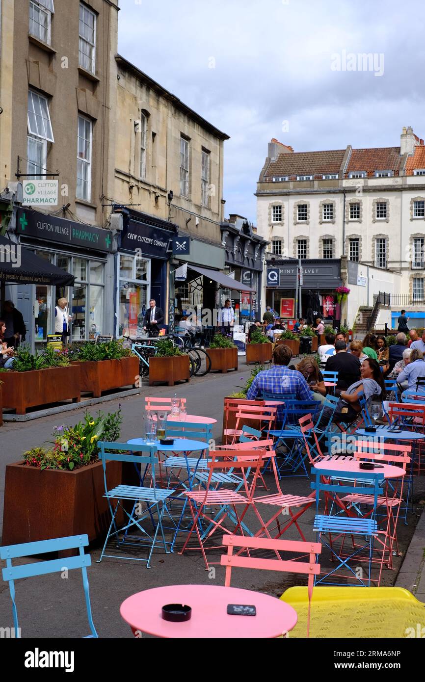 Road closed to motor vehicles to create a low traffic liveable neighbourhood in Clifton village, Bristol, UK Stock Photo