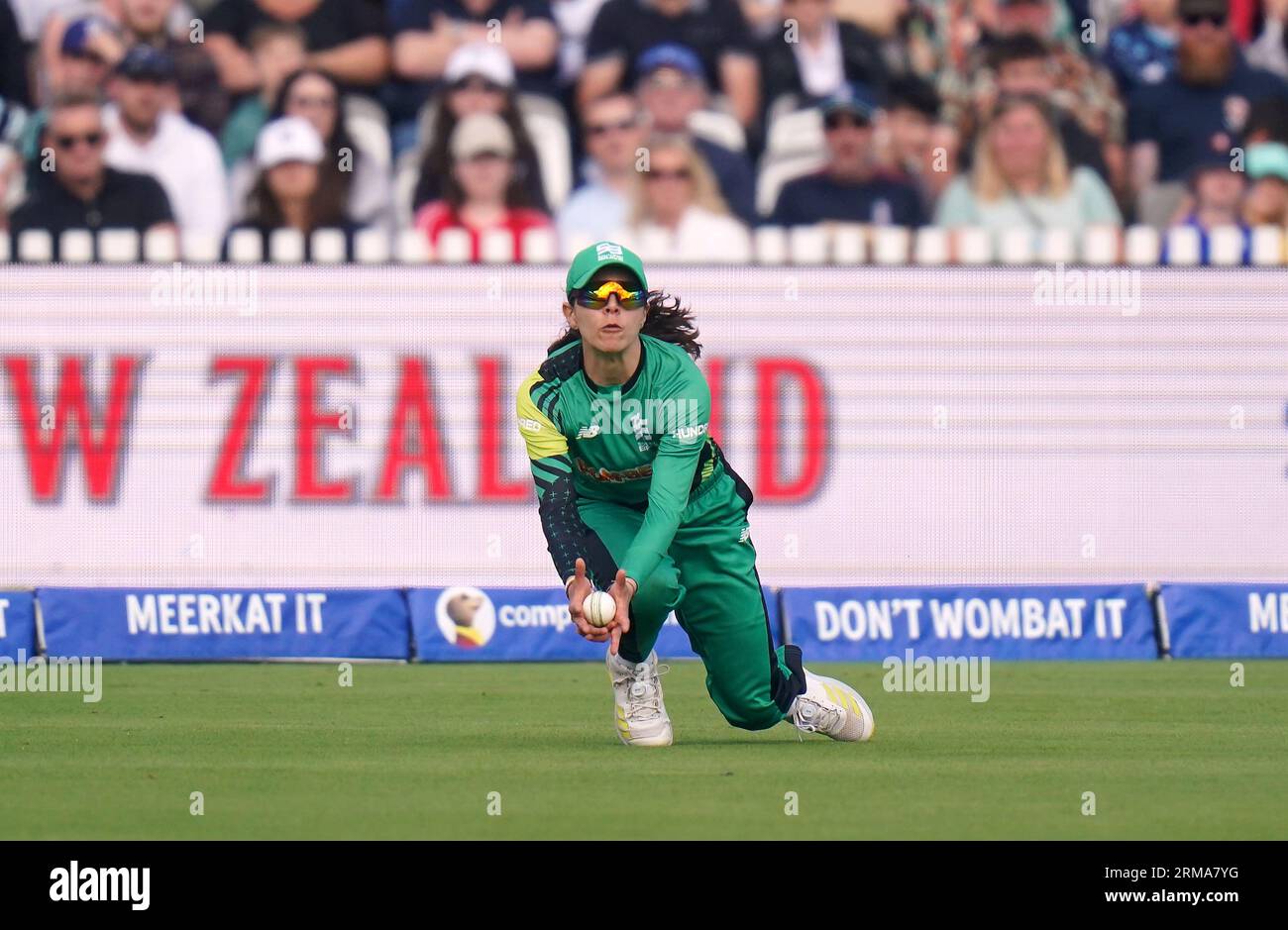Southern Brave's Maia Bouchier takes the catch to dismiss Northern