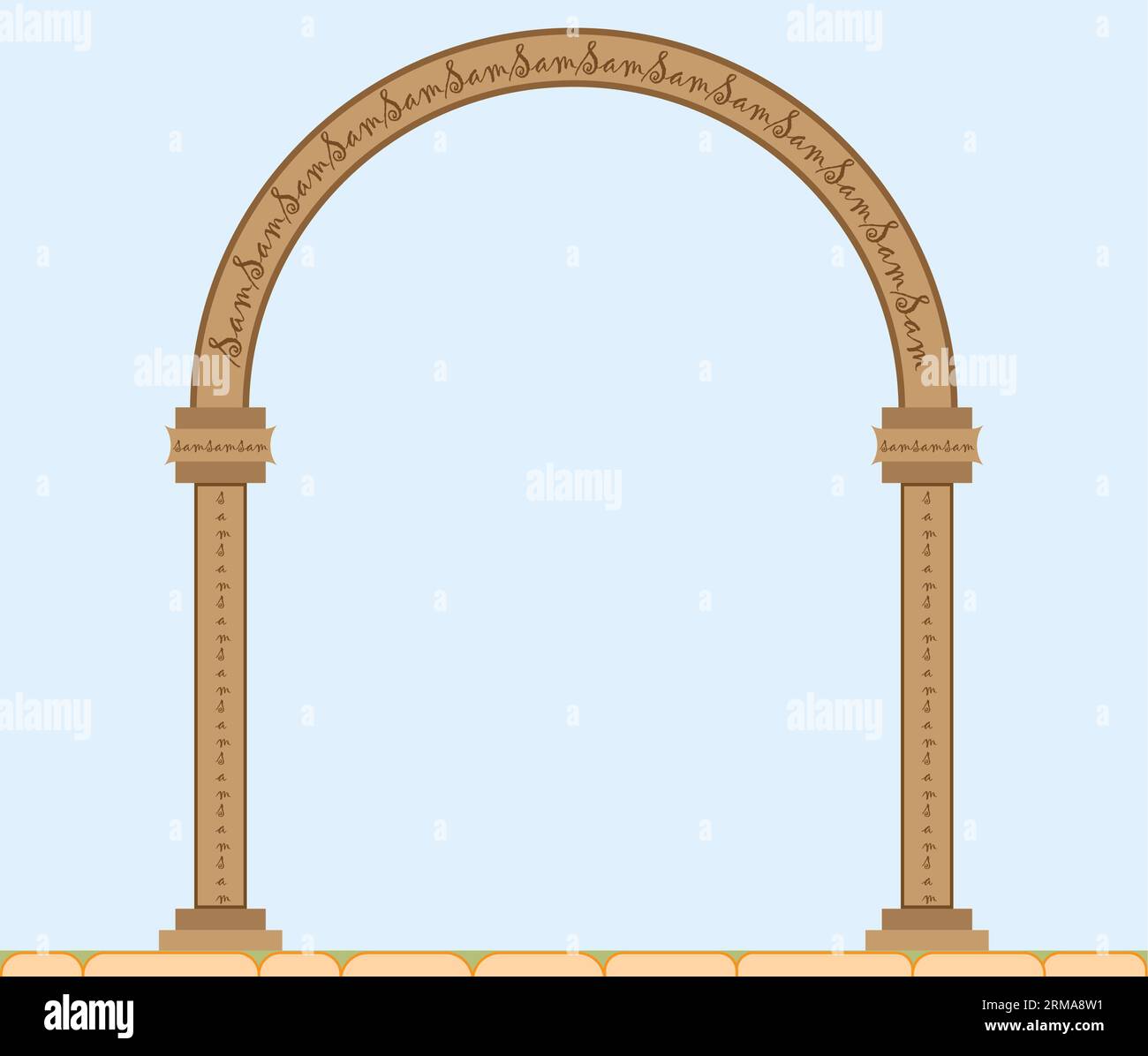 Architectural arch made from brown stones illustration, ruins and archeology, Roman architecture style, Greek architecture style Stock Photo