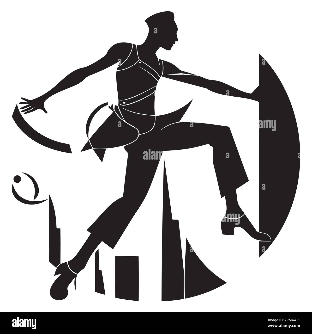 A male street dance hip hop dancer in silhouette Stock Vector