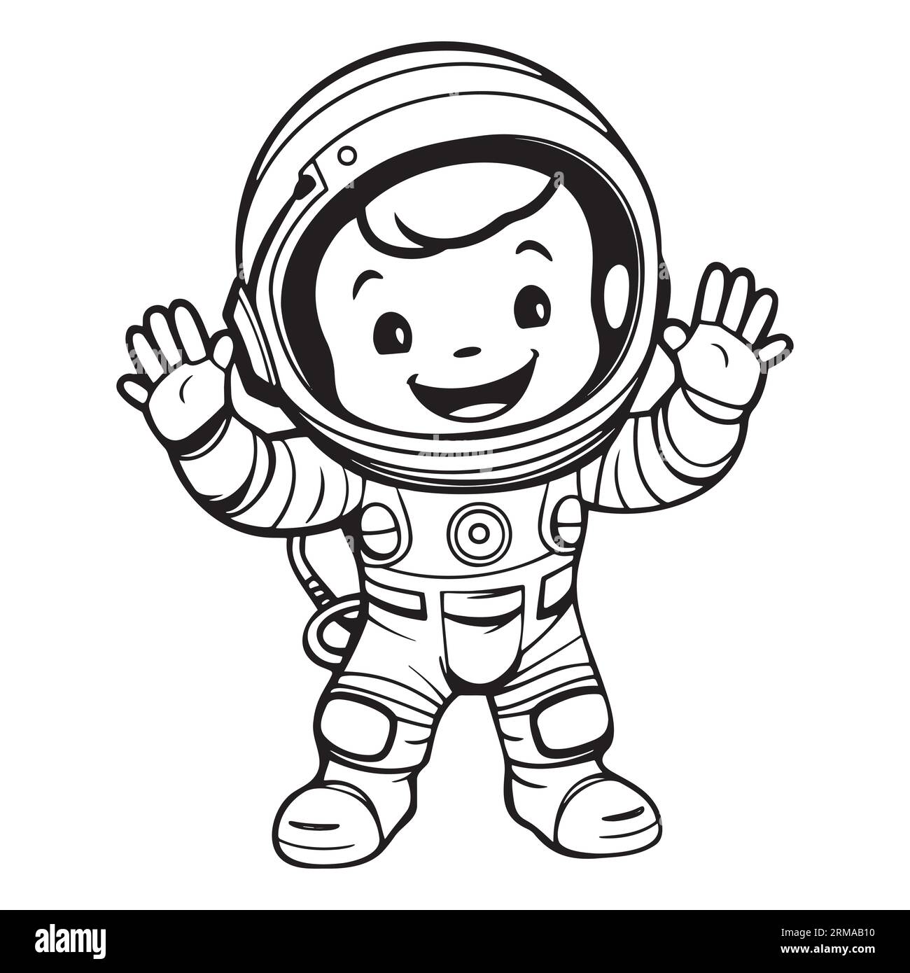 Astronaut Black and White Vector illustration Stock Vector Image & Art