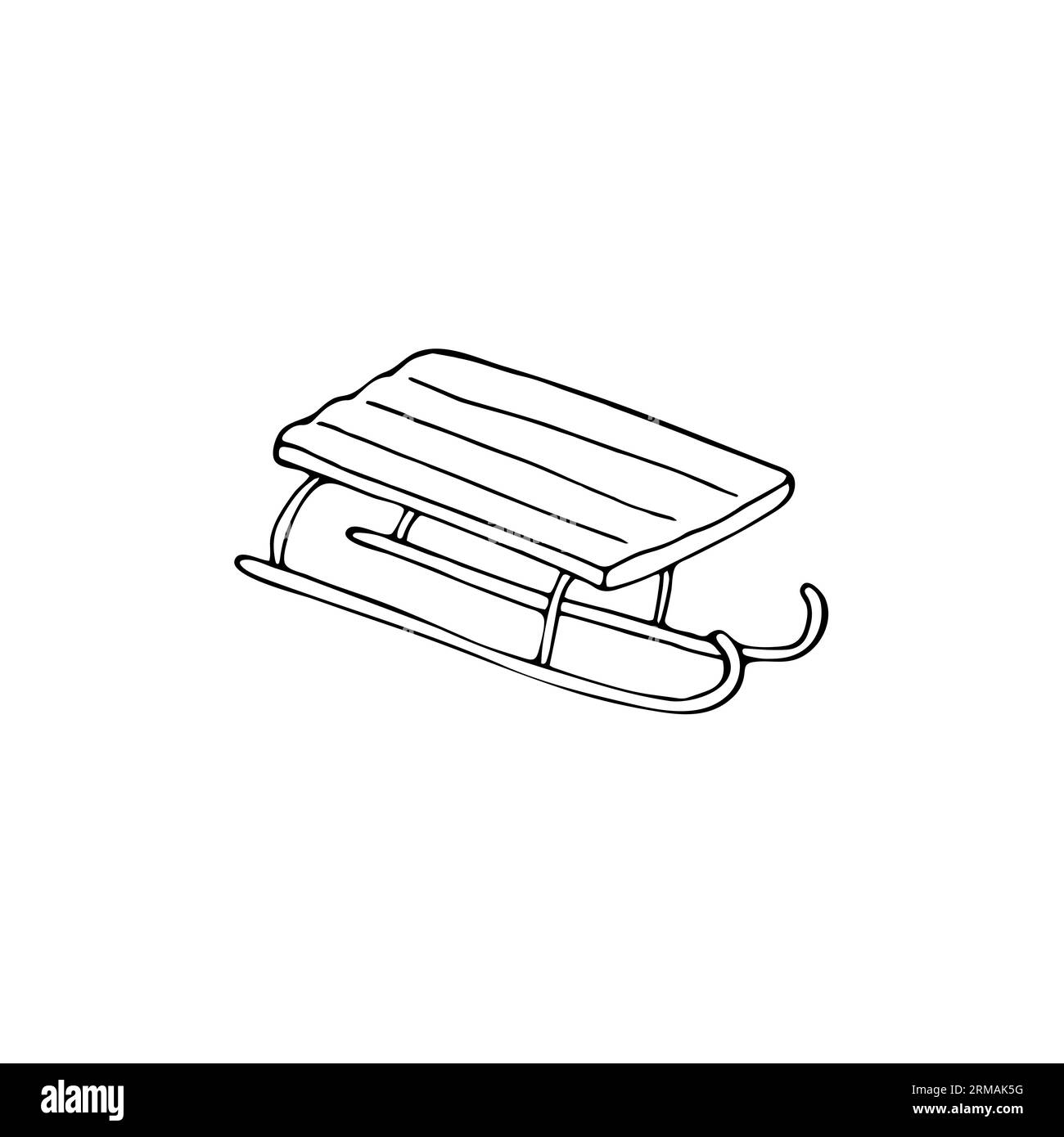 handdrawn sled, Winter game illustration, isolated on white background
