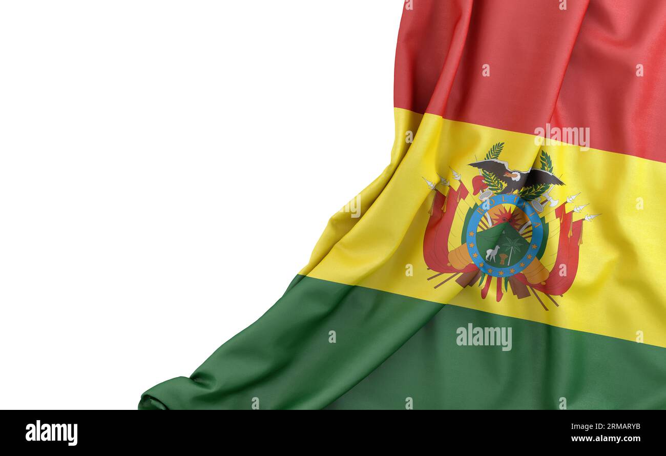 Flag of Bolivia over white background with empty space on the left ...