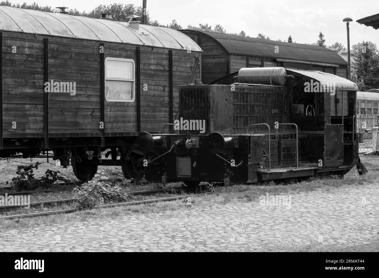 German railroad vehicles from times of the 20th century Stock Photo