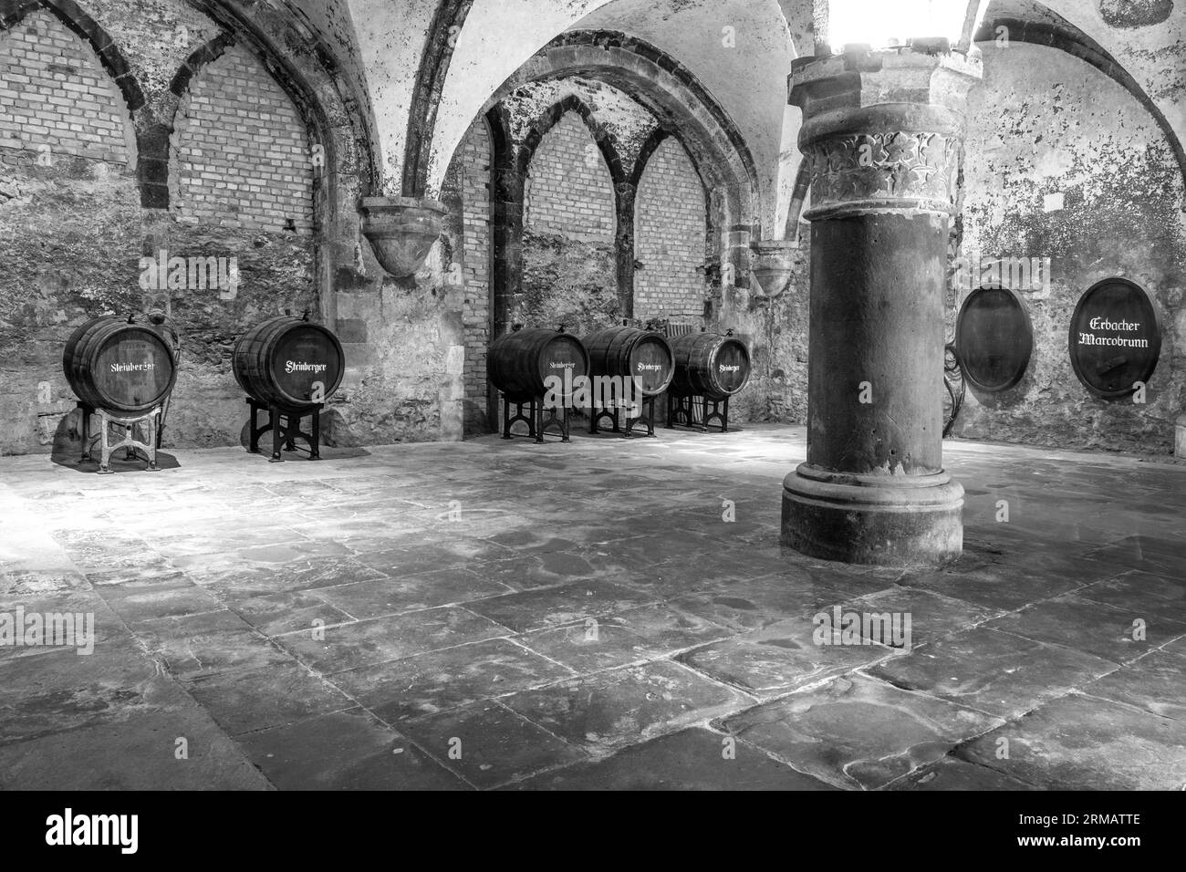 Eberbach, Germany - August 24, 2023:   old vinery and press house  in Eberbach. The Abbey is a former Cistercian monastery near Eltville am Rhein in t Stock Photo