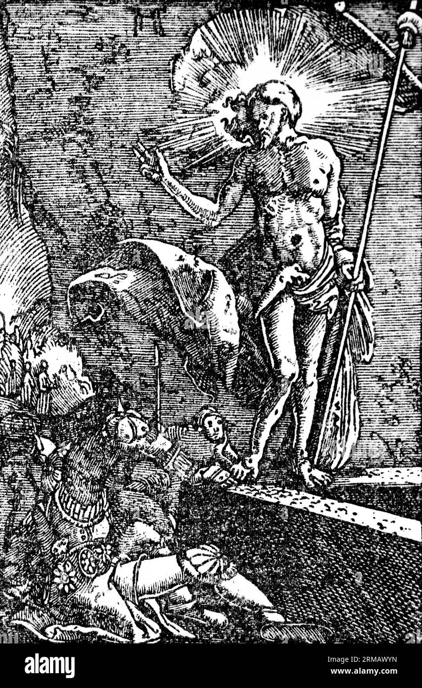 Resurrection of Jesus Christ, Auferstehung, Sündenfall und Erlösung, facsimile reproduction,  historic illustration 1888 Stock Photo