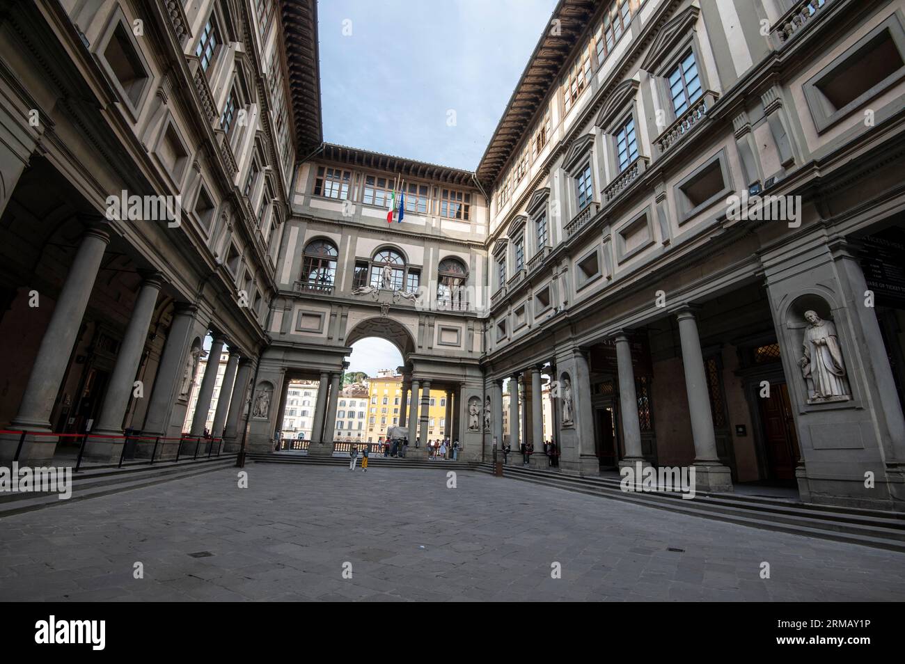 The Loggiato, a semienclosed courtyard is part of the Galleria degli