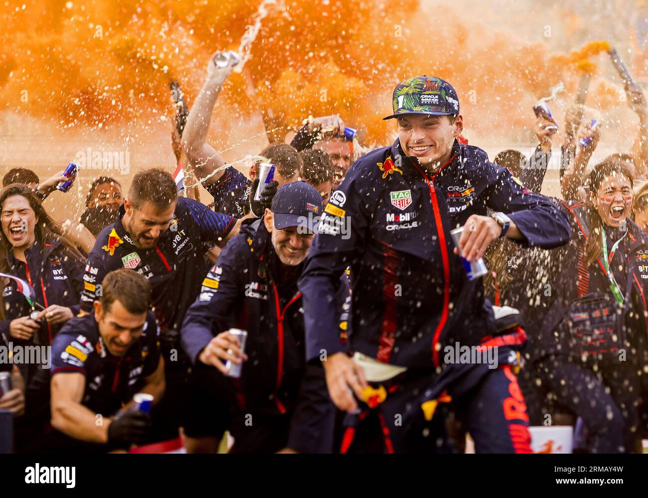 ZANDVOORT Max Verstappen (Red Bull Racing) celebrates victory with
