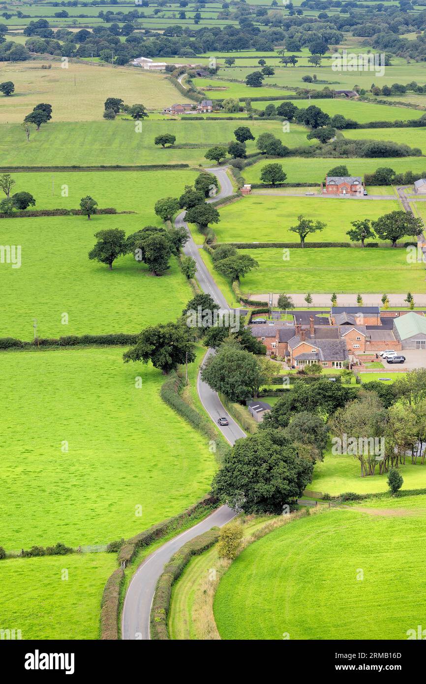 View across the Cheshire plain from Beeston Castle Stock Photo Alamy