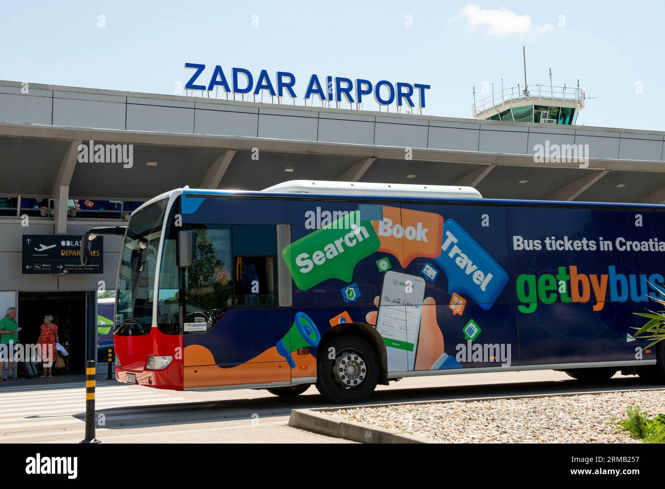Branded local bus service at Zadar Airport, Zadar, Croatia Stock Photo