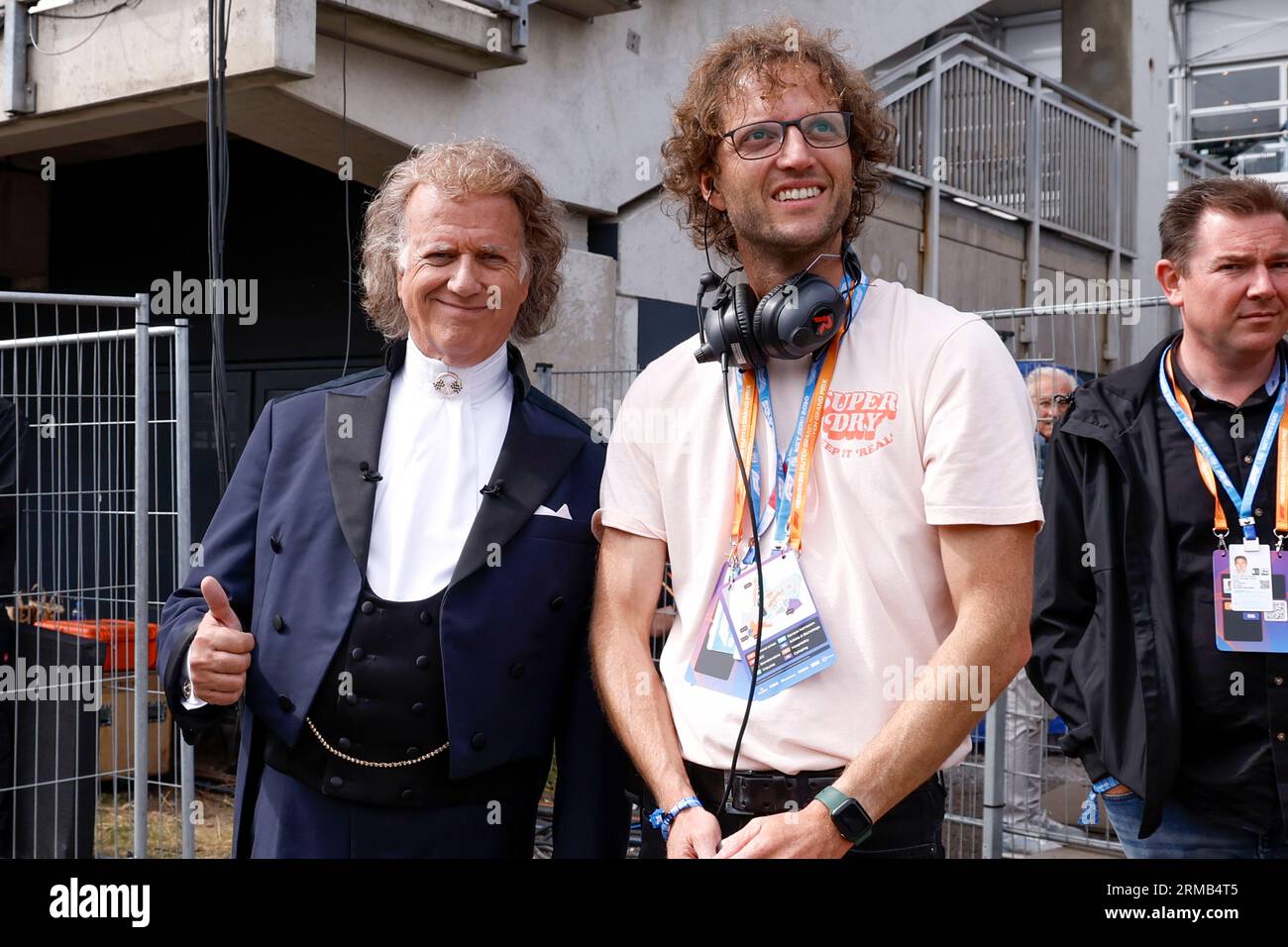 ZANDVOORT, NETHERLANDS - AUGUST 27: André Rieu (violinist) and his son looks on during the Dutch GP Formula 1 racing day at Circuit Zandvoort on Augus Stock Photo - Alamy