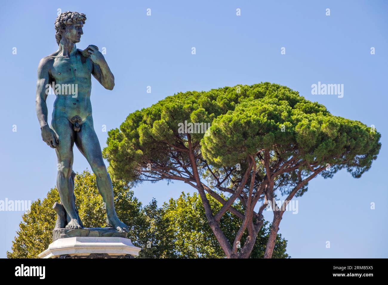 Bronze Statue of David, Piazza Michelangelo in Florence, Italy August