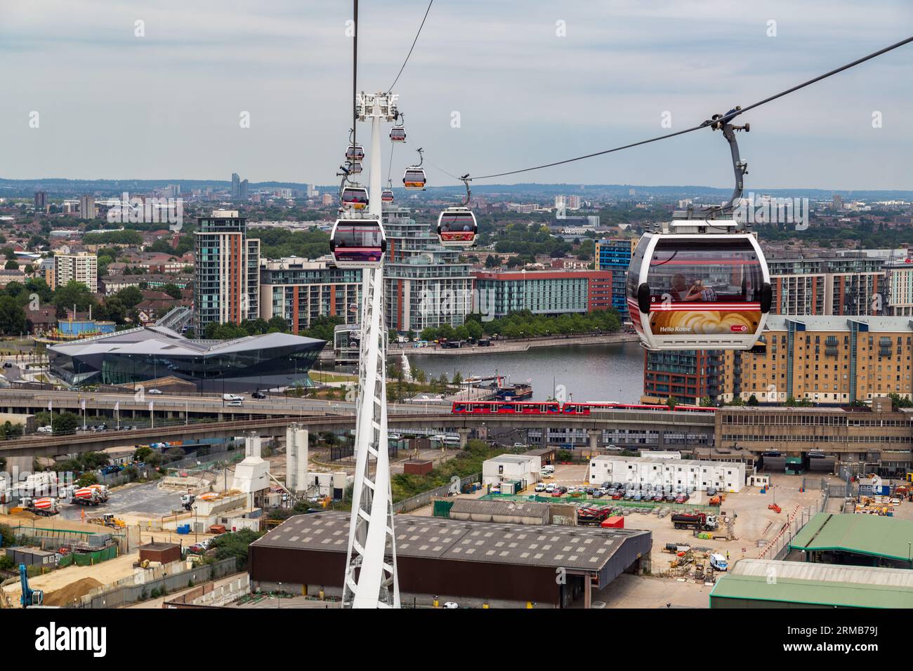 The IFS Cloud Cable Car across the River Thames in east London Stock