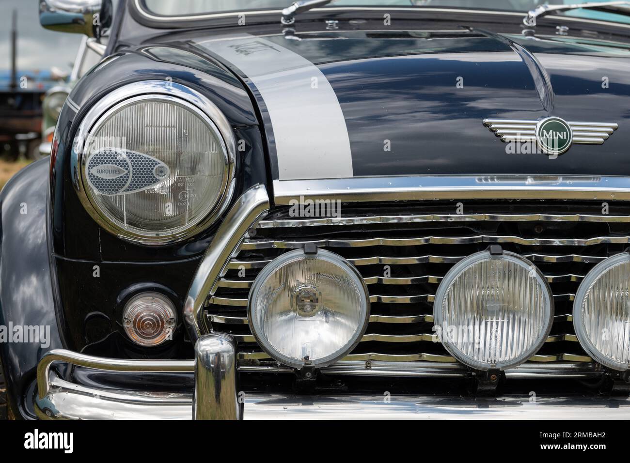 Low Ham.Somerset.United Kingdom.July 23rd 2023.A Rover Mini Cooper Sport from 2000 is on show at the Somerset steam and country show Stock Photo