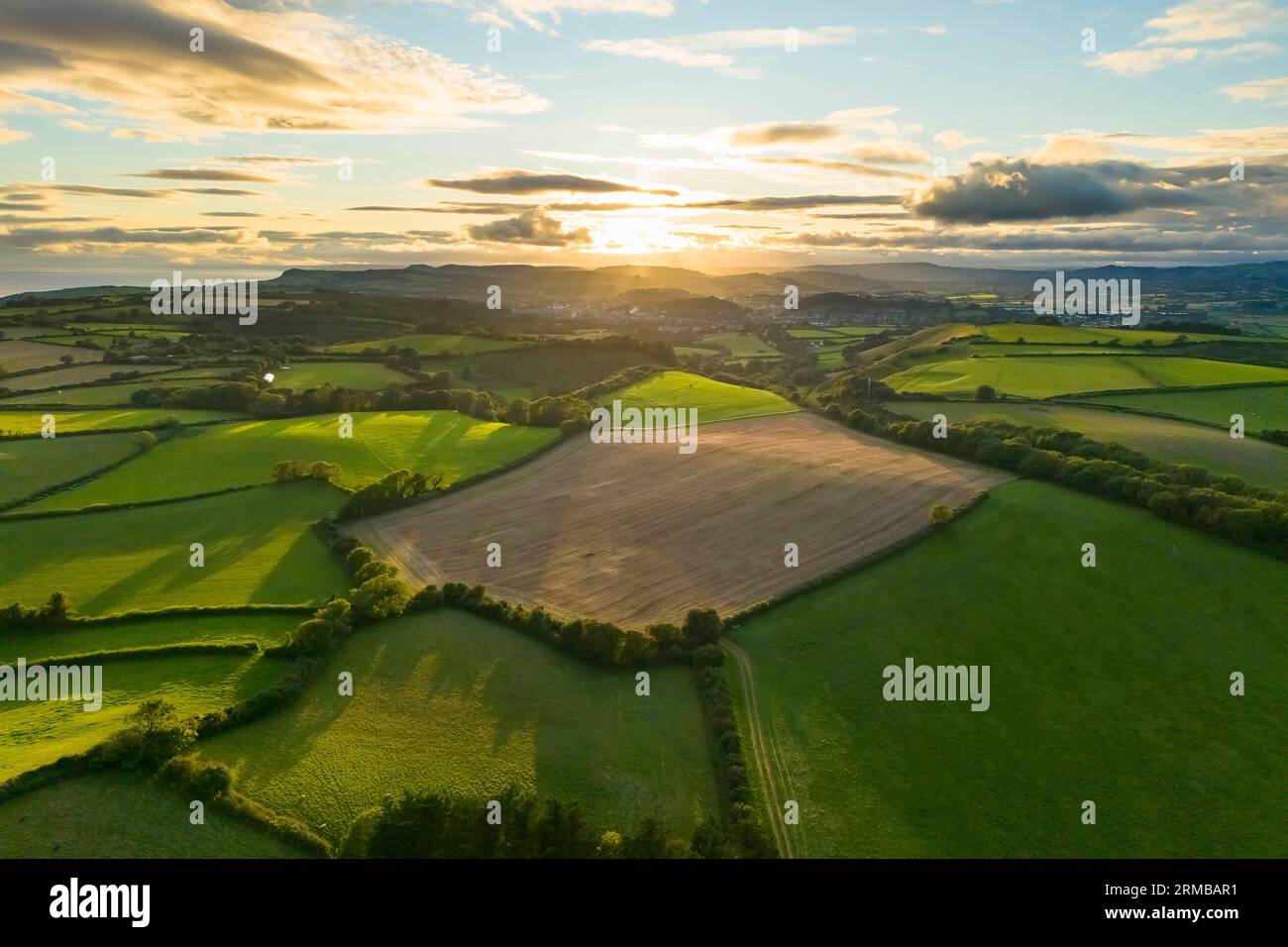 Shipton Dorset, UK. 27th August 2023. UK Weather. Aerial view of