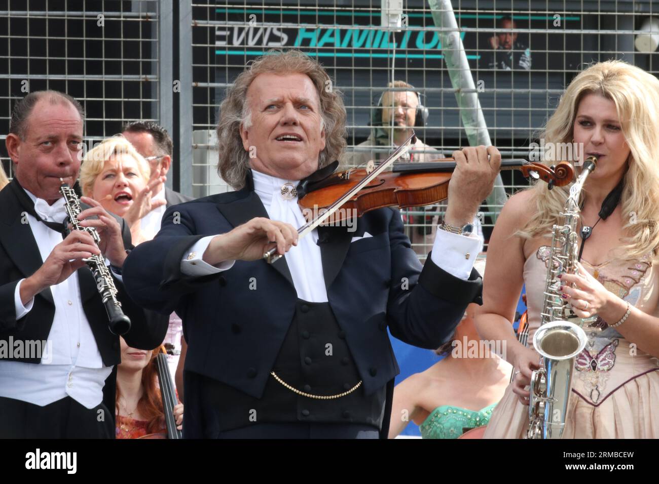 Zandvoort, Netherlands. 27th Aug, 2023. Zandvoort, Netherlands, 27. August 2023; Dutch FIA Formula 1 Grand Prix, before the race, André Léon Marie Nicolas Rieu is a Dutch violinist and conductor best known for creating the waltz-playing Johann Strauss Orchestra. André Rieu has been one of the world's most popular live acts for a number of years! and performed before the F1 race with his orchestra -Formel 1 in Holland, picture and copyright by Arthur THILL/ATP images (THILL Arthur/ATP/SPP) Credit: SPP Sport Press Photo. /Alamy Live News Stock Photo