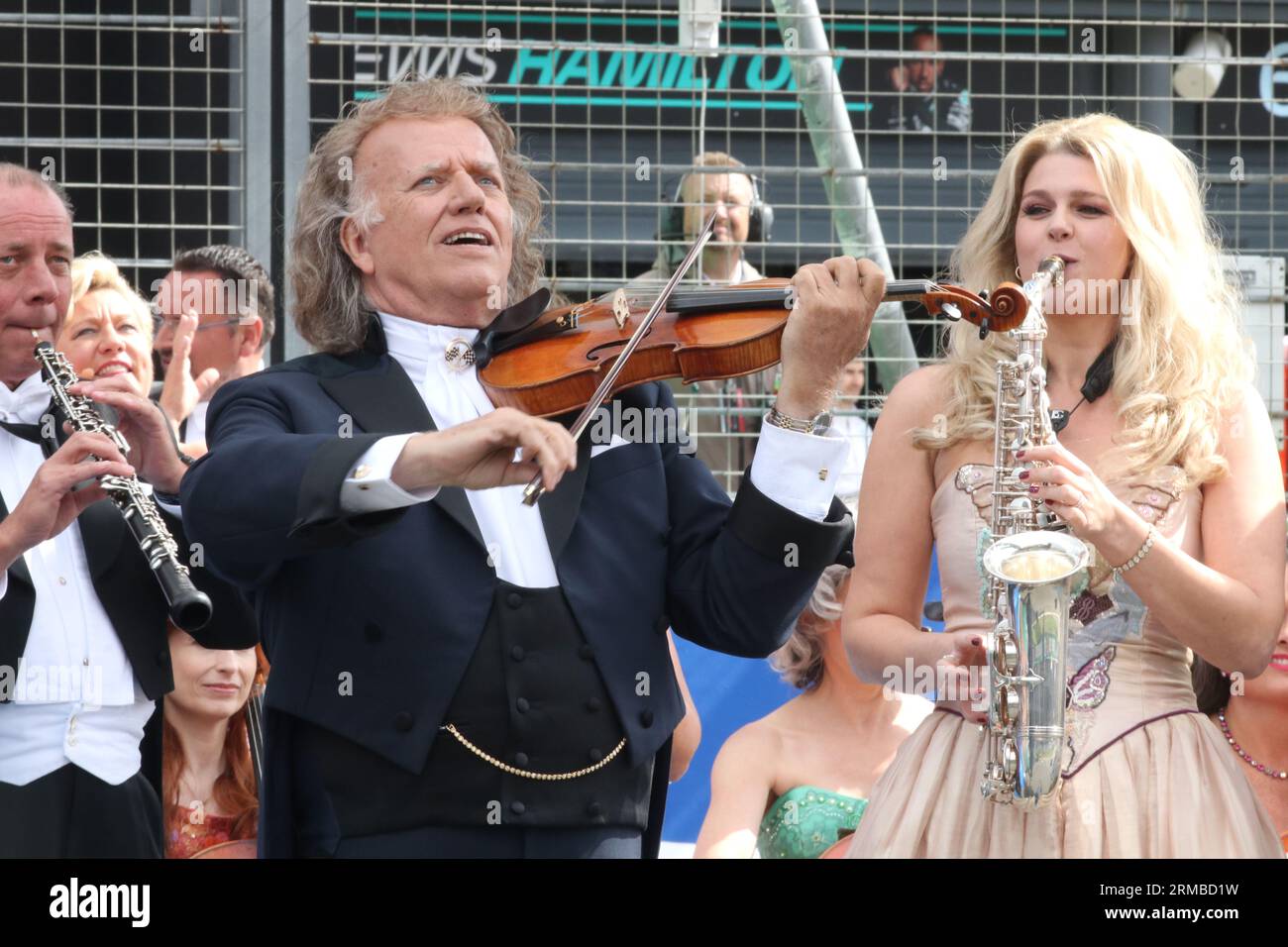 Zandvoort, Netherlands. 27th Aug, 2023. Zandvoort, Netherlands, 27. August 2023; Dutch FIA Formula 1 Grand Prix, before the race, André Léon Marie Nicolas Rieu is a Dutch violinist and conductor best known for creating the waltz-playing Johann Strauss Orchestra. André Rieu has been one of the world's most popular live acts for a number of years! and performed before the F1 race with his orchestra -Formel 1 in Holland, picture and copyright by Arthur THILL/ATP images (THILL Arthur/ATP/SPP) Credit: SPP Sport Press Photo. /Alamy Live News Stock Photo