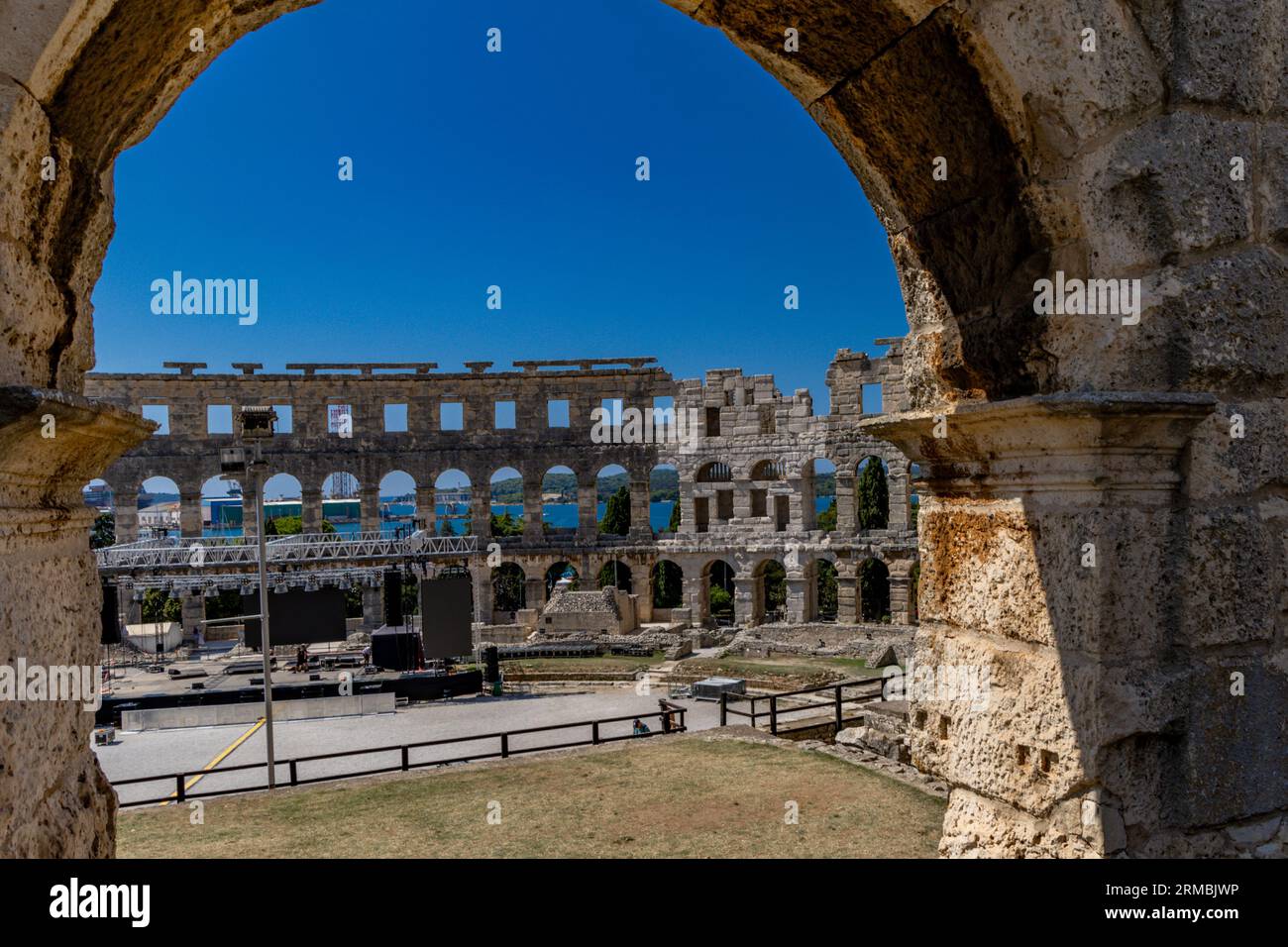 Amphitheater in Pula tourist attractions gladiatorial arena in Croatia Stock Photo