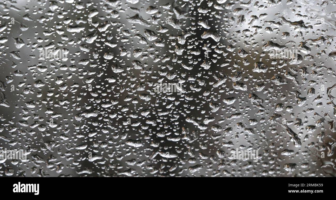 Rain dripping on the windshield of the car stock photo alamy