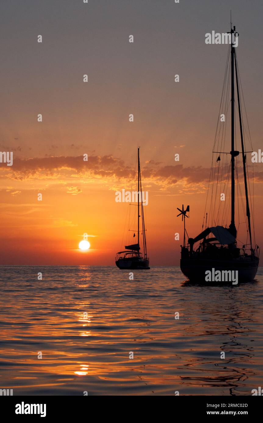 Yachts at Sunset in Majorca Stock Photo - Alamy