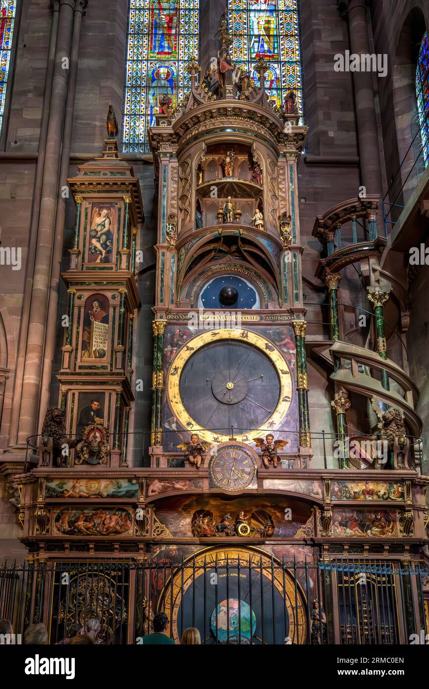 Strasbourg, France - June 19, 2023: Astronomical clock of Strasbourg Cathedral Stock Photo