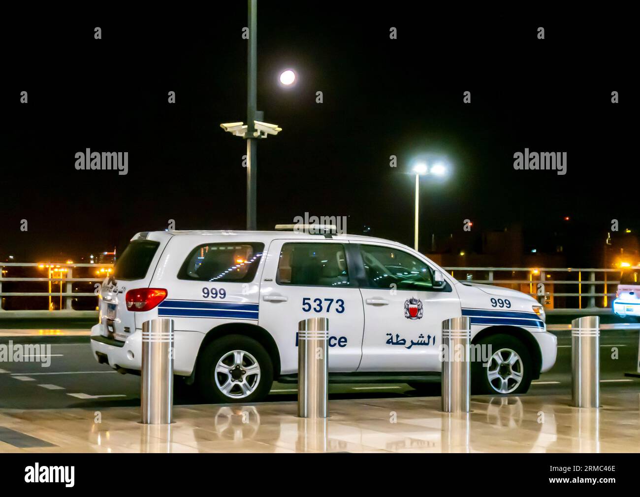 Police car in Bahrain night shot. Bahraini police car Stock Photo Alamy
