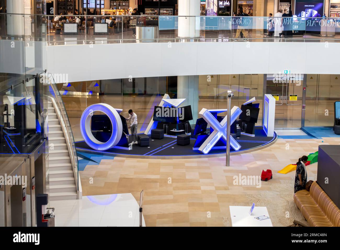 Gaming area in the Bahrain airport terminal Stock Photo