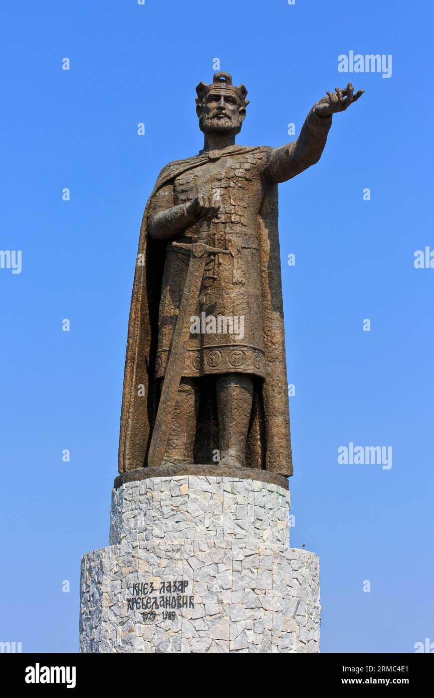 Monument to Lazar of Serbia - Lazar Hrebeljanovic (c. 1329-1389) in Cuprija, Serbia Stock Photo