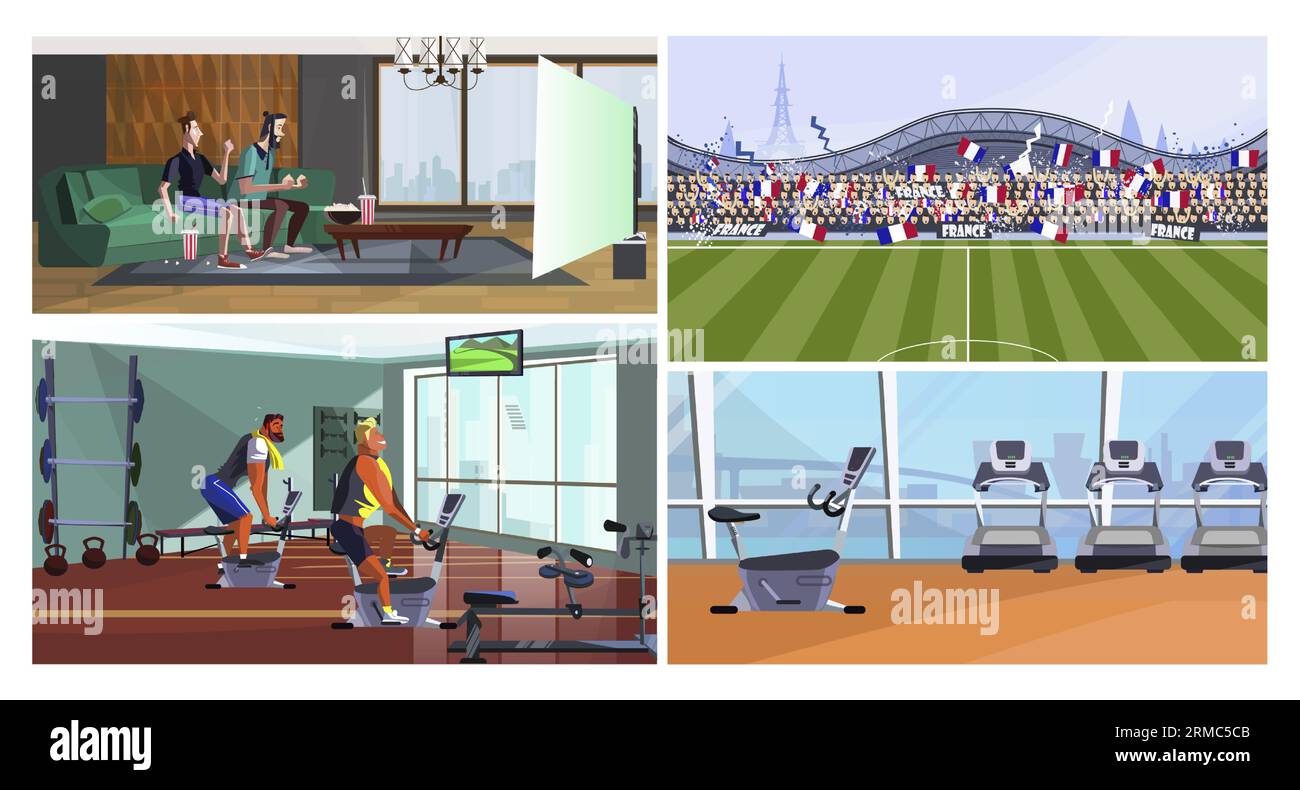 Athletes and sport fans vector illustration set Stock Vector Image