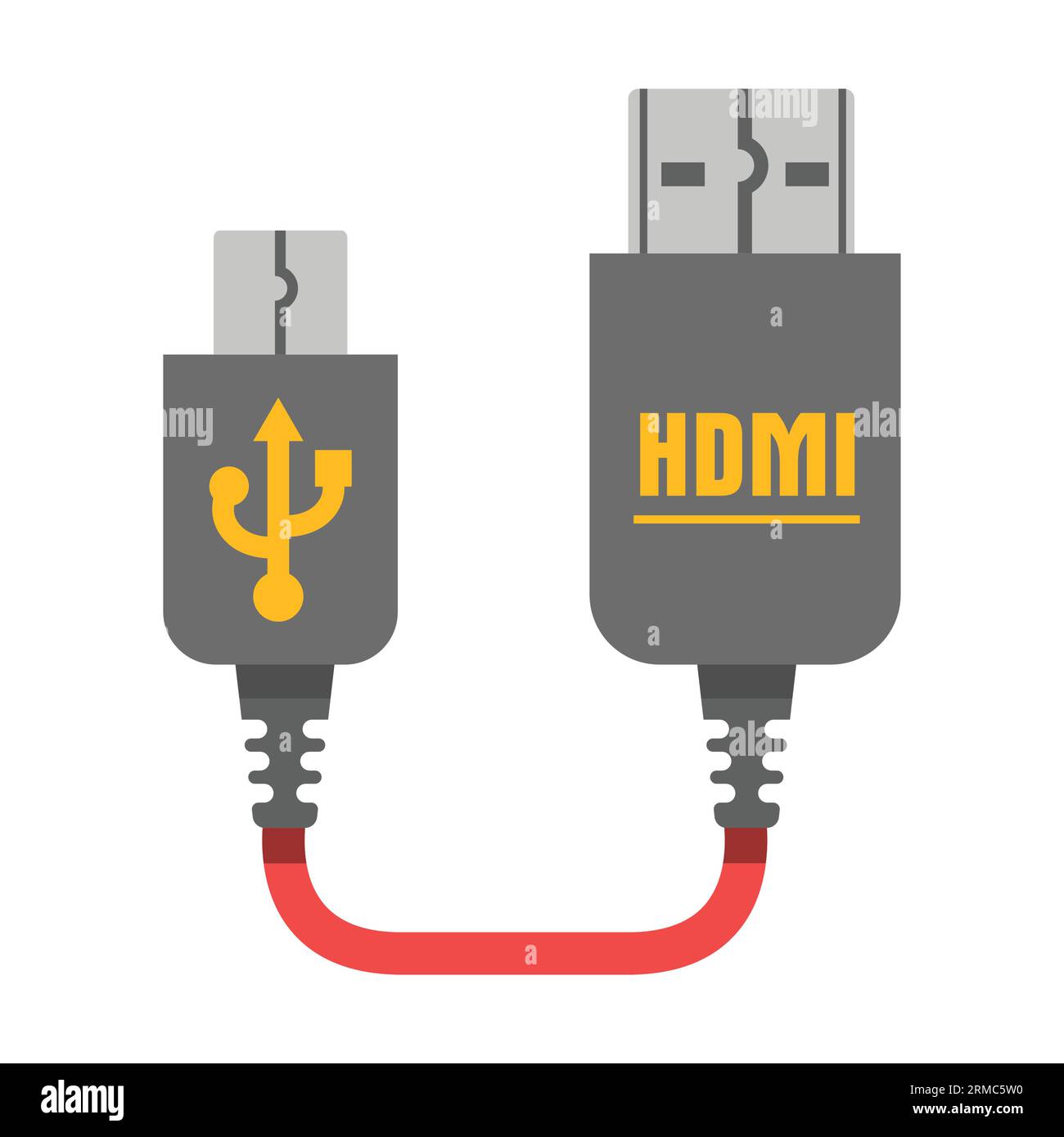 Adapter cable for connecting an HDMI to USB connector Stock Vector