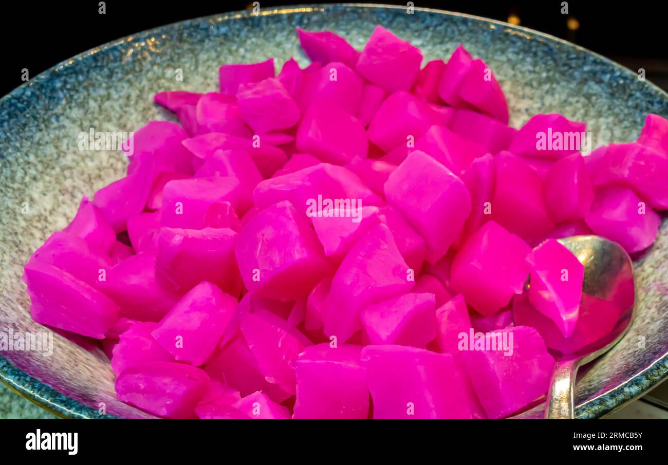 turnip served in a bowl, breakfast buffet in Jordanian hotel Stock Photo