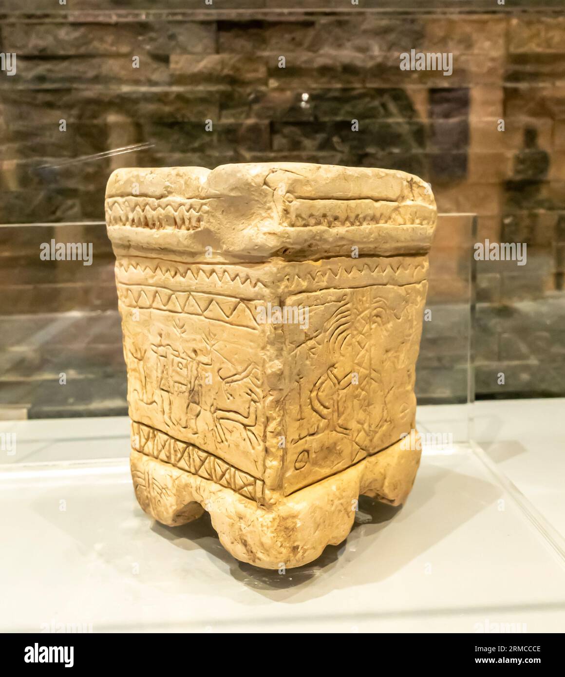 Stone altar with drawings- Khirbat al-Mu'allaq - edomite - 8th century BC  - 7th century BC Stock Photo