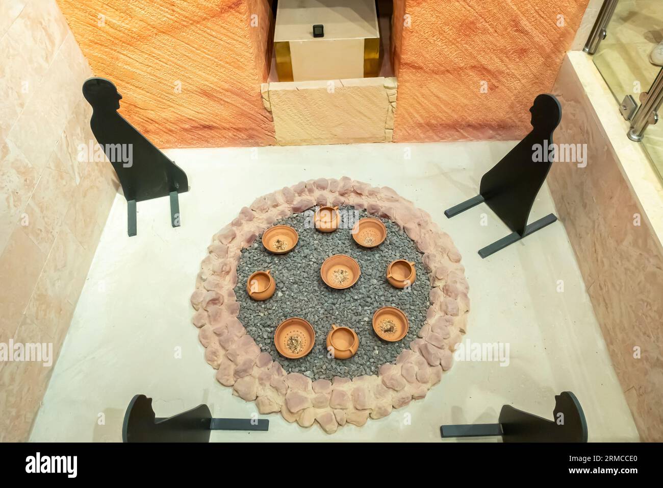 Nabataean funerary ceremony at the incense tomb. reconstruction Stock Photo