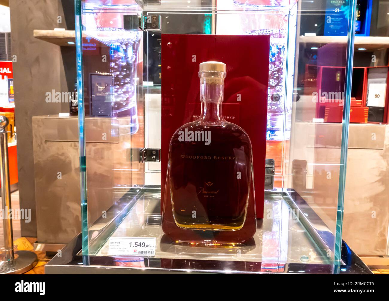 Woodford Reserve on display in a gift package a brand of premium