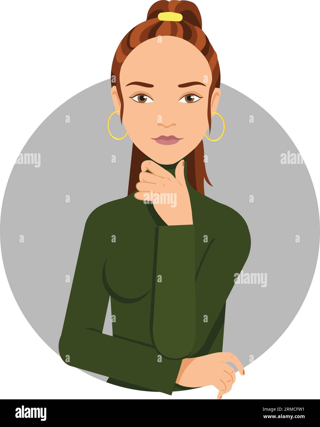 Girl with hand on chin Stock Vector Images Alamy