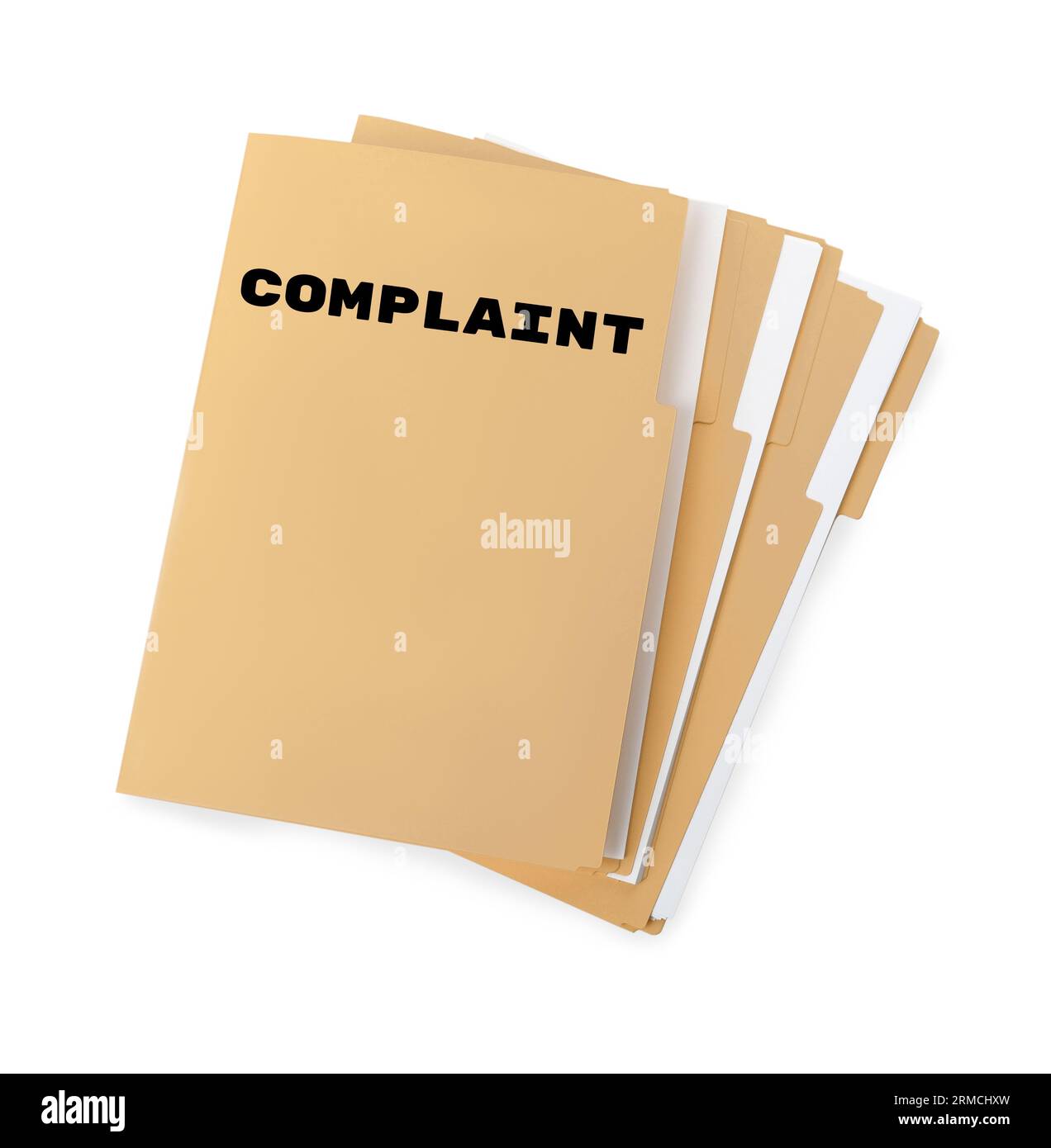 File folder with word Complaint on white background, top view Stock Photo