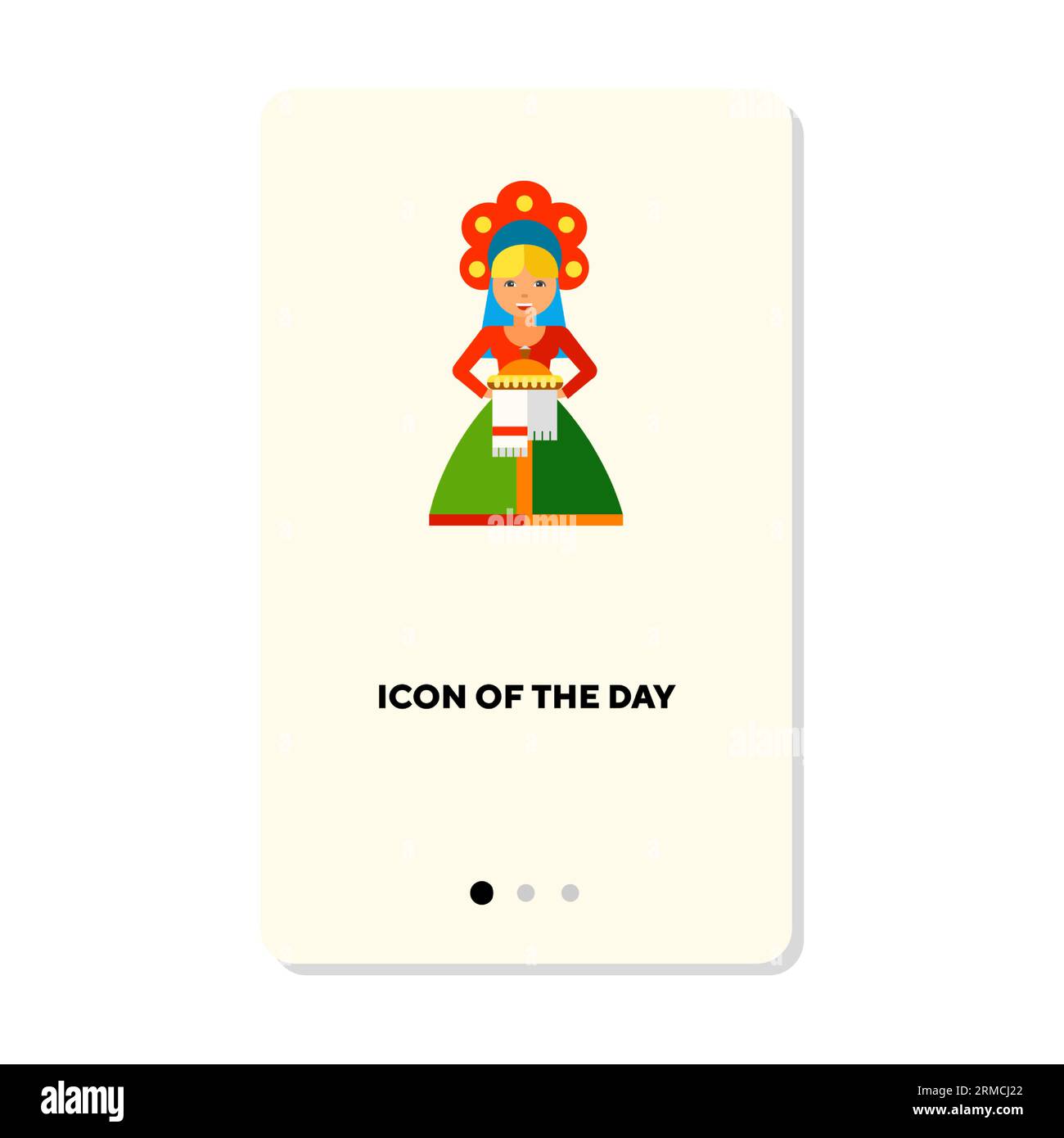 Russian woman in traditional clothes flat vector icon Stock Vector