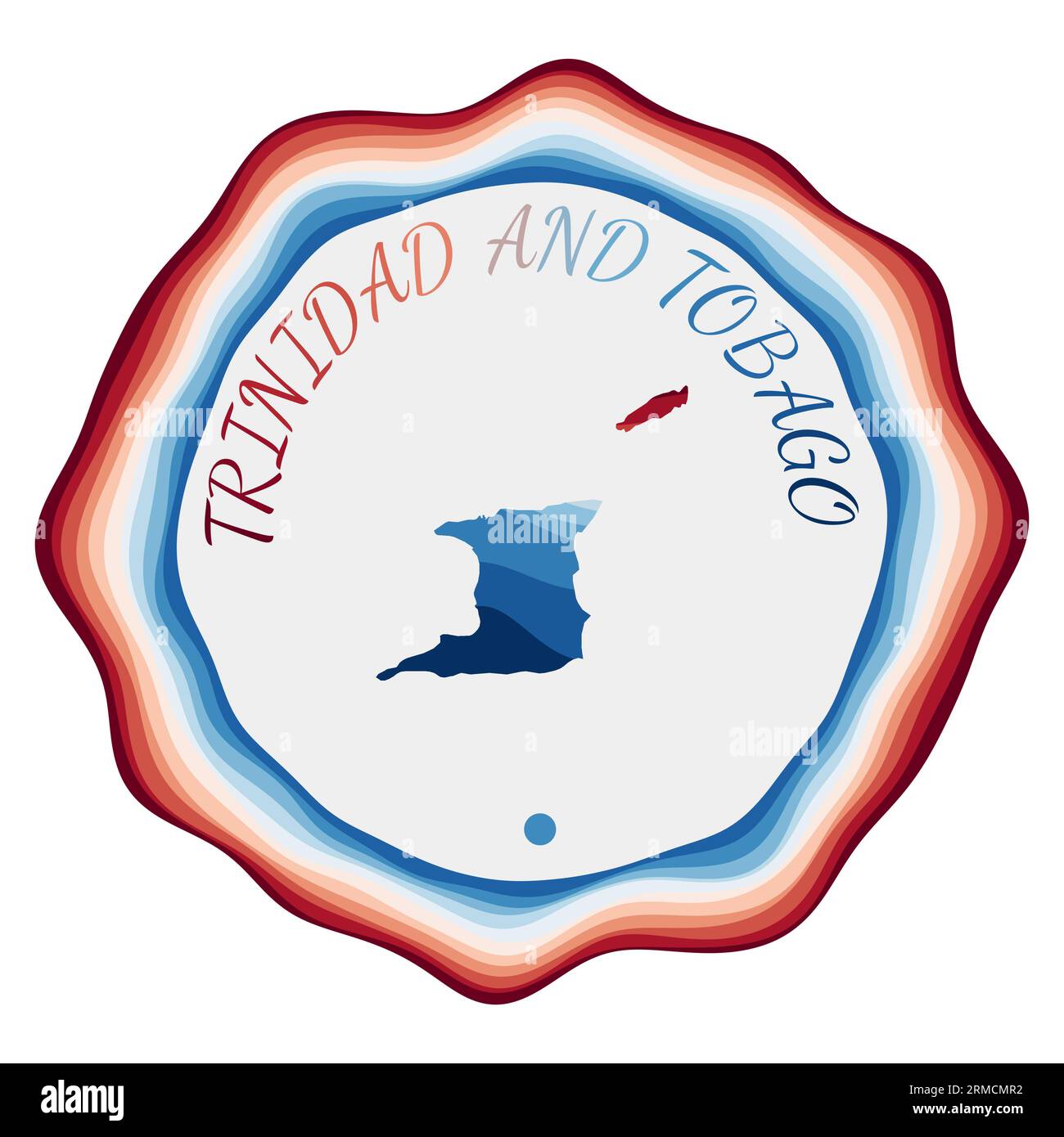 Trinidad and Tobago badge. Map of the country with beautiful geometric