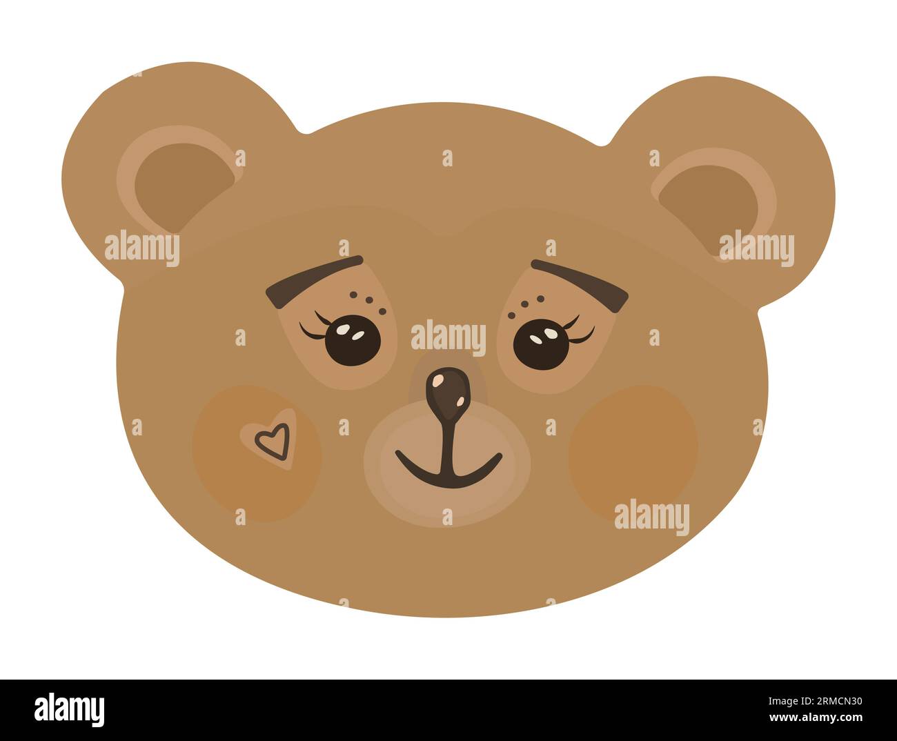 Cute red ginger bear muzzle, cartoon illustration Stock Vector